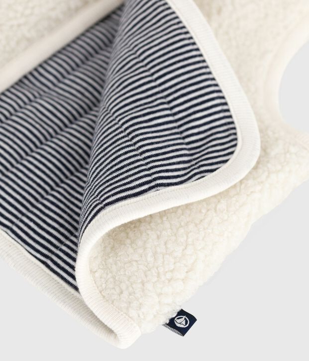 Gilet b&eacute;b&eacute; en coton milleraies et sherpa sans manche &eacute;cru/multicouleur