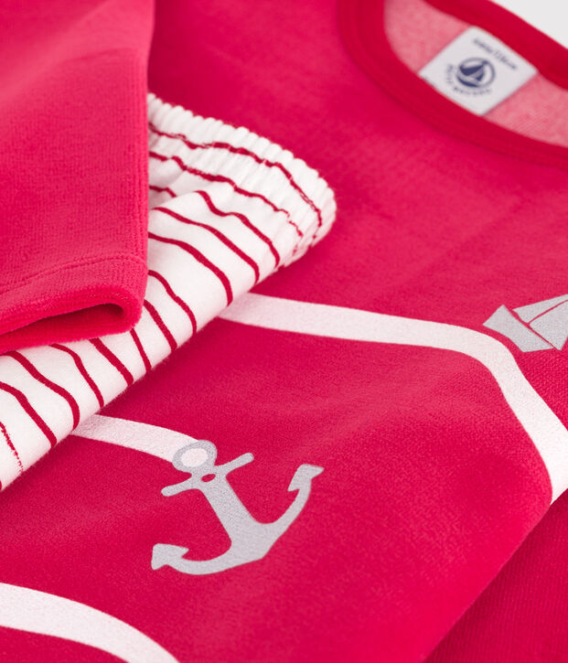 Pyjama en velours enfant rouge/multicouleur