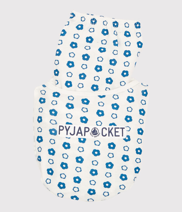 Jongens/meisjes pyjama met grafische bloemenprint van biologisch katoen wit/blauw
