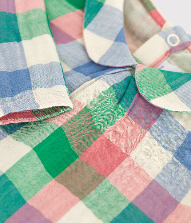 Blouse voor baby's uit katoengaas ecru/multicouleur