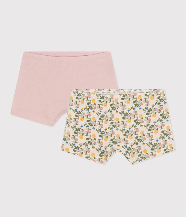 Lot de 2 shorties fleur en coton enfant multicouleur