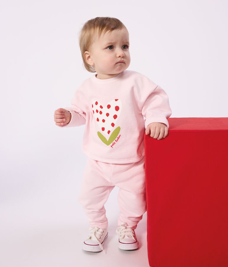 Baby katoenen hoodie met print roze