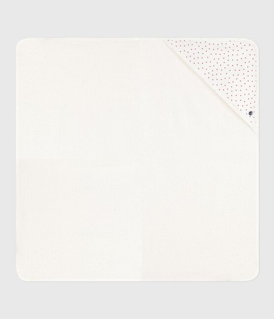 Carré de bain bébé en coton blanc MARSHMALLOW/rouge TERKUIT