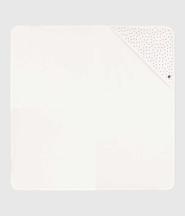 Katoenen badcape voor baby's wit/rood