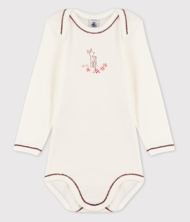 Body met lange mouwen voor babymeisjes wit/rood