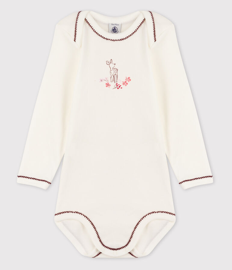 Body met lange mouwen voor babymeisjes wit/rood