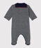 Fluwelen pyjama met milleraies strepen voor babyjongens blauw SMOKING/wit MULTICO