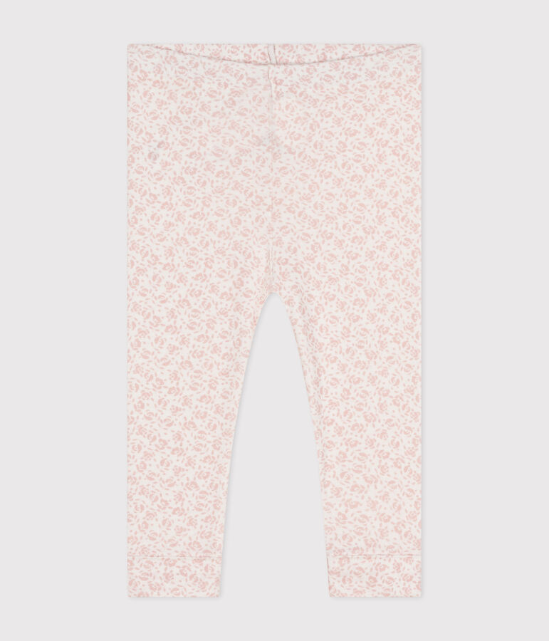 Legging van katoen met print voor baby's wit/roze