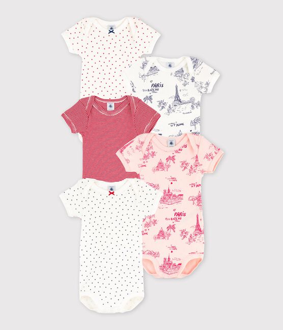 Set van 5 rompertjes met korte mouwen voor baby meisjes variante 1