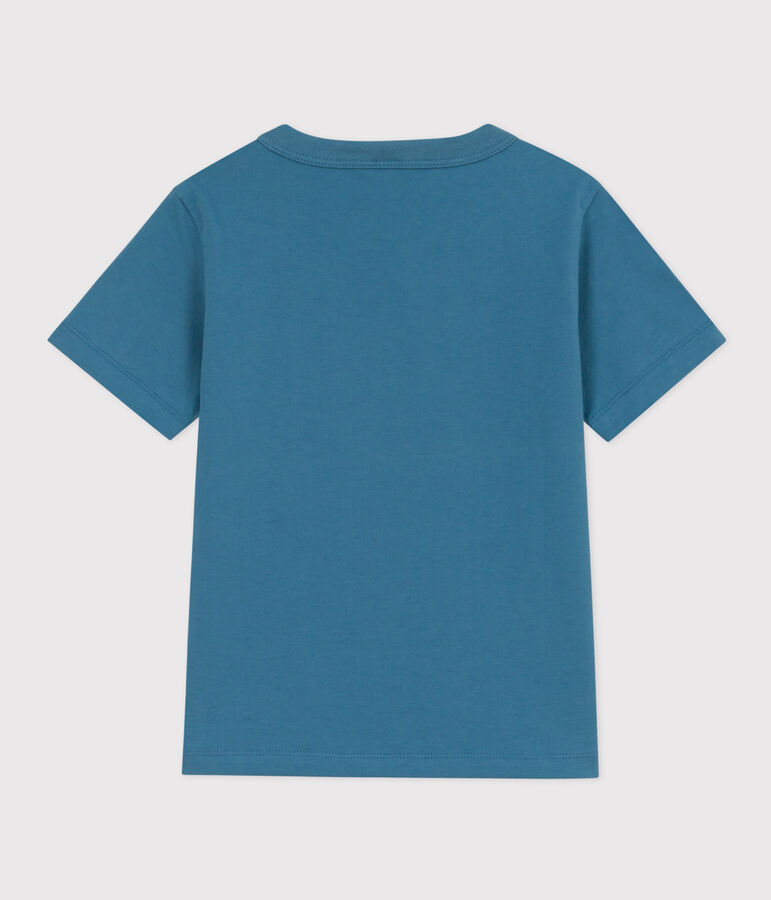 Tee-shirt manches courtes en coton enfant gar&ccedil;on bleu