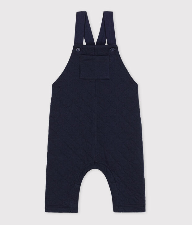 Salopette longue b&eacute;b&eacute; en tubique matelass&eacute; bleu marine