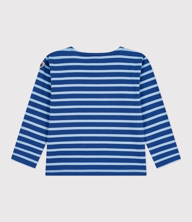 Katoenen gestreept marineshirt voor kinderen blauw/blauw