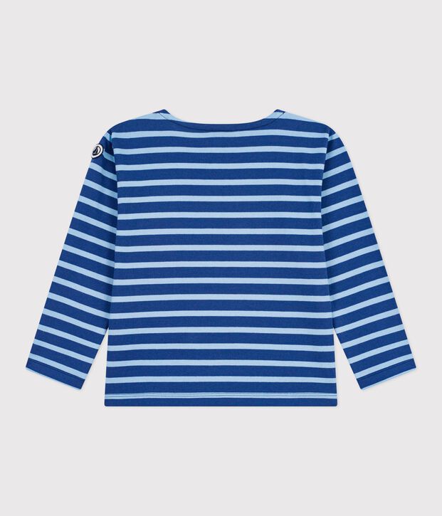 Katoenen gestreept marineshirt voor kinderen blauw/blauw
