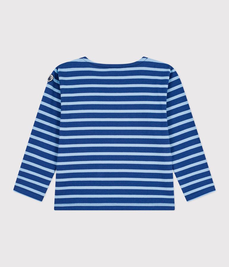 Katoenen gestreept marineshirt voor kinderen blauw/blauw