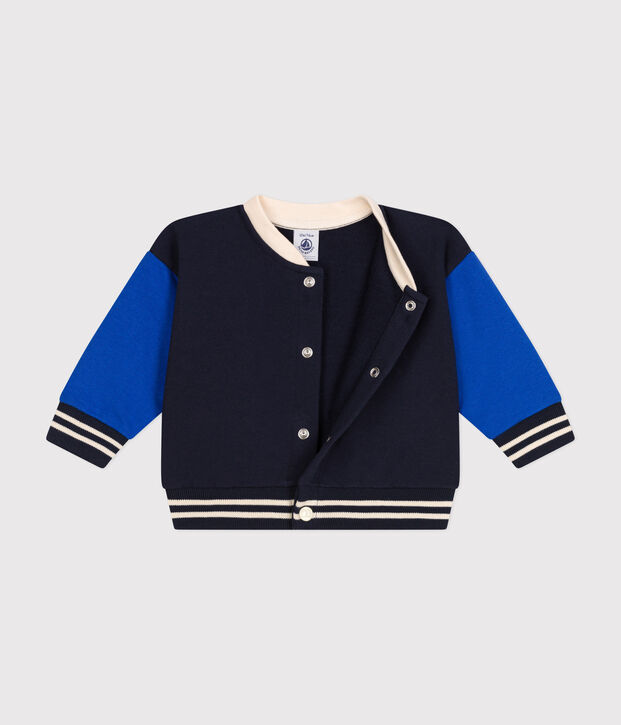 Baseballjasje in fleece voor baby's blauw/blauw