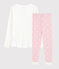 Pyjama fille-femme en coton blanc MARSHMALLOW/rose MINOIS