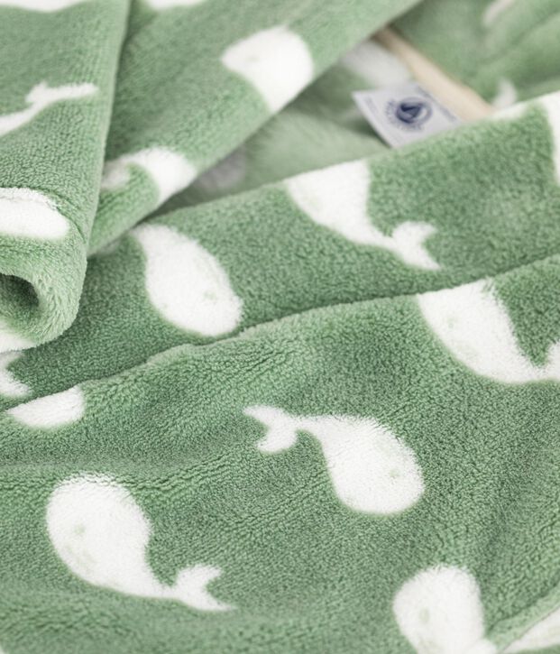 Kamerjas van fleece met print voor kinderen groen/wit