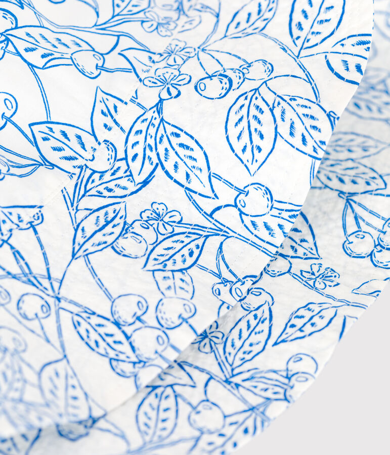 Meisjespoplin bedrukte hoed wit/blauw