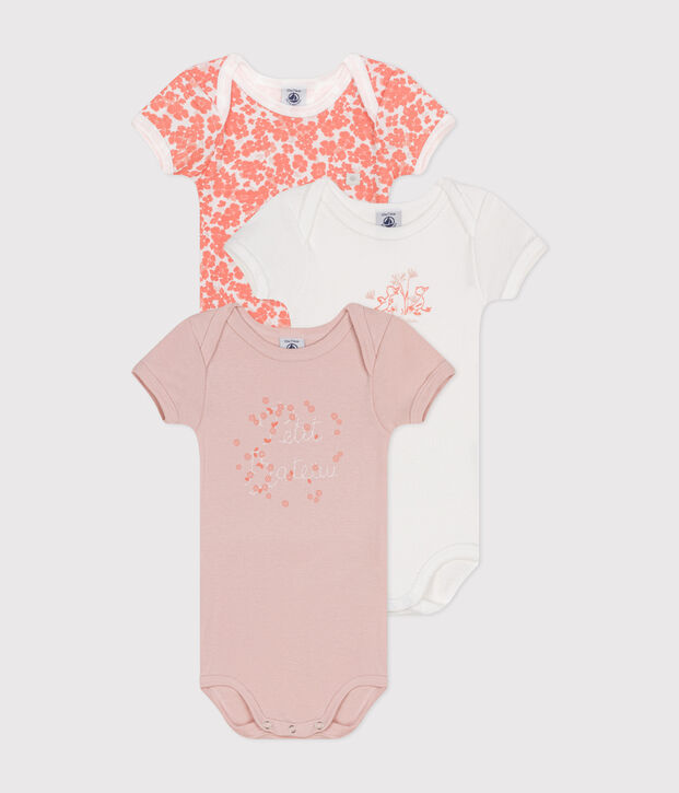 Set van 3 katoenen body's met korte mouwen voor baby's multicouleur