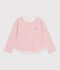 Katoenen T-shirt met lange mouwen en strepen voor kinderen roze/ecru