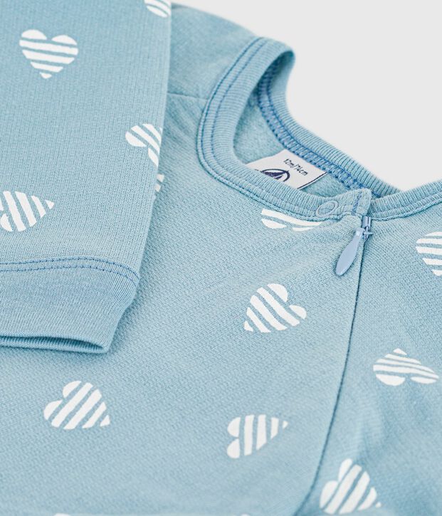 Pyjama b&eacute;b&eacute; en molleton gratt&eacute; imprim&eacute; c&oelig;urs bleu/blanc