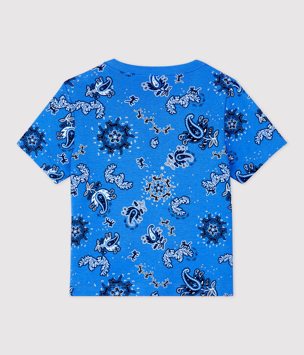 T-shirt met korte mouwen van biokatoen met bandanamotief voor baby's blauw/multicouleur