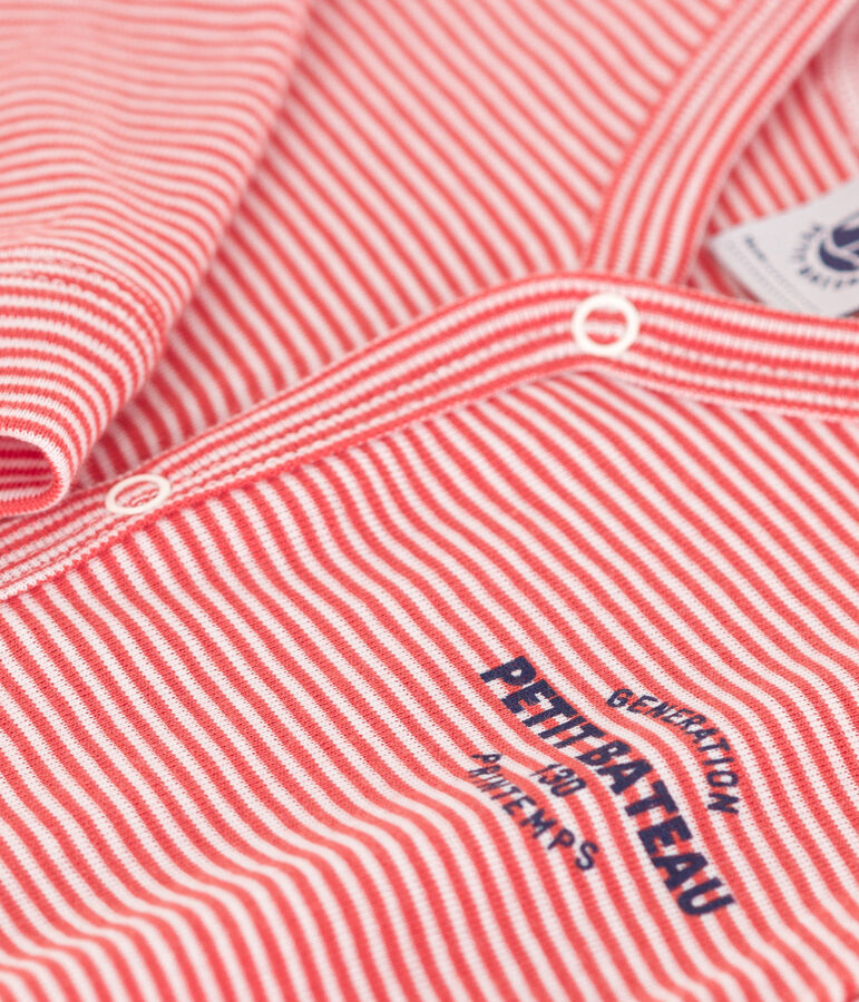 Pyjama b&eacute;b&eacute; sans pieds milleraies en coton orange ABRICOT/ MARSHMALLOW