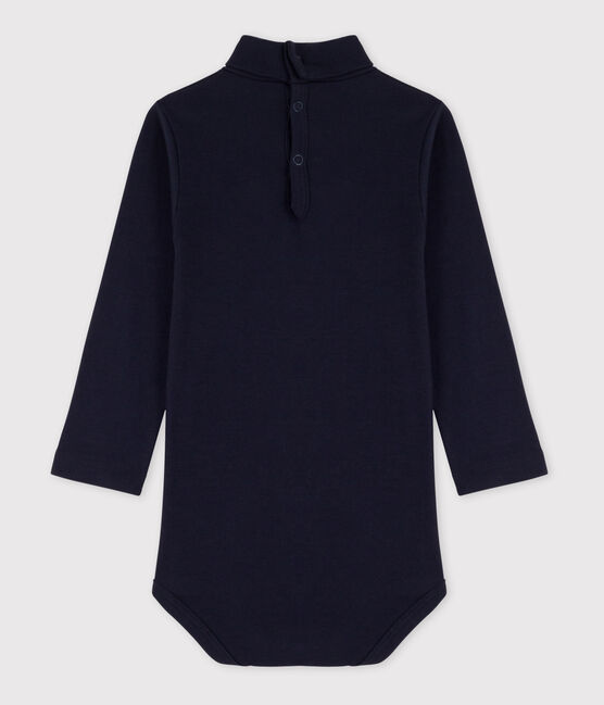 Babybody van katoen met lange mouwen en rolkraag blauw SMOKING