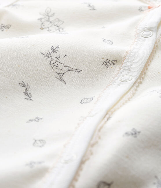 Dors bien sans pieds bébé fille en côte blanc MARSHMALLOW/blanc MULTICO