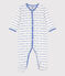 Dors-bien jacquard en coton blanc MARSHMALLOW/bleu PERSE