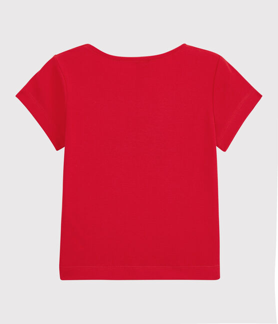 T-shirt manches courtes en coton bio enfant fille rouge PEPS
