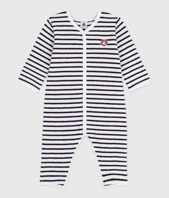 Pyjama bébé en coton sans pieds imprimé rayures bleu MILK/ SOIR