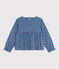 Kinderbloesje van velours met lange mouwen en print blauw ADRIATIC/ MULTICO