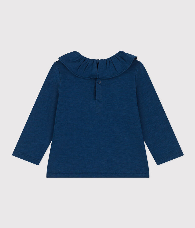 Gevlamde blouse met lange mouwen in jersey voor baby's blauw INCOGNITO