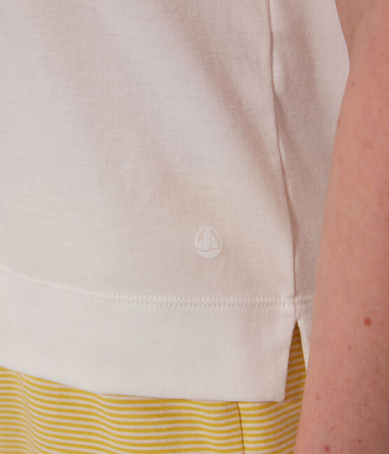 Korte katoenen damespyjama Petit Bateau X Snoopy wit MARSHMALLOW/wit MULTICO
