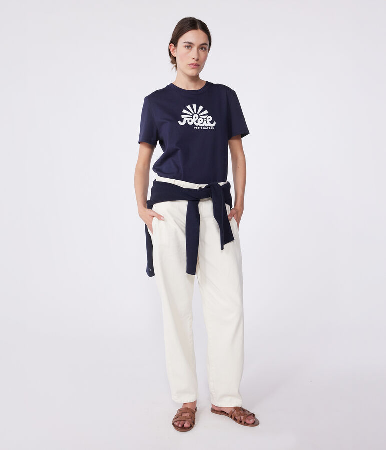 Le Droit, effen katoenen T-shirt voor dames blauw SMOKING