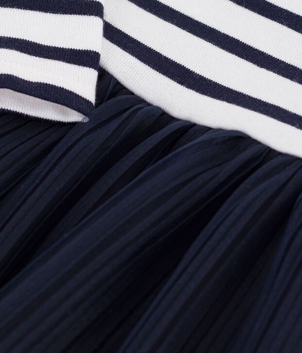 Gestreepte jurk met lange mouwen van twee materialen voor baby's wit/multicouleur
