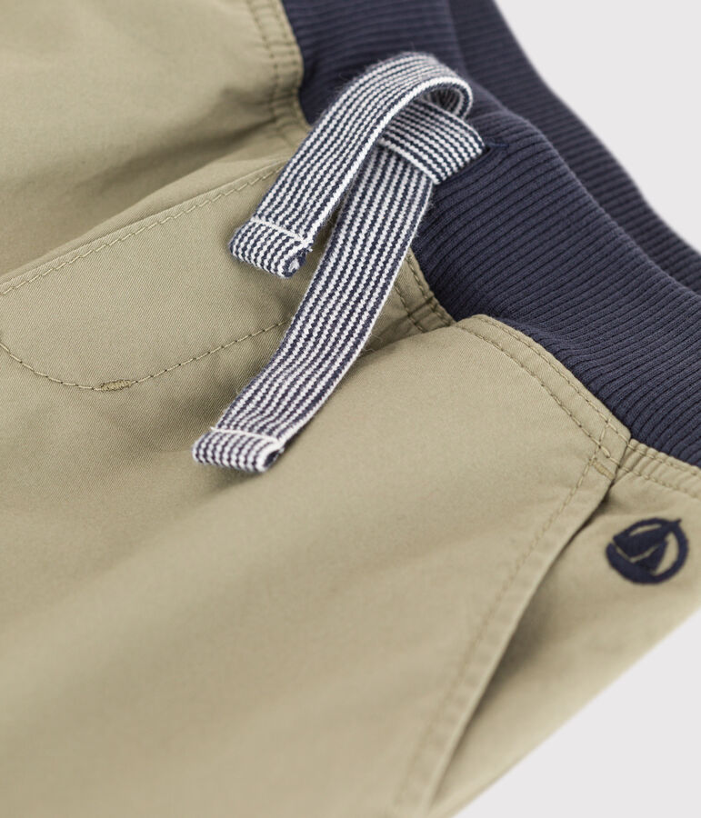 Jongensbermuda met kepering in katoen groen