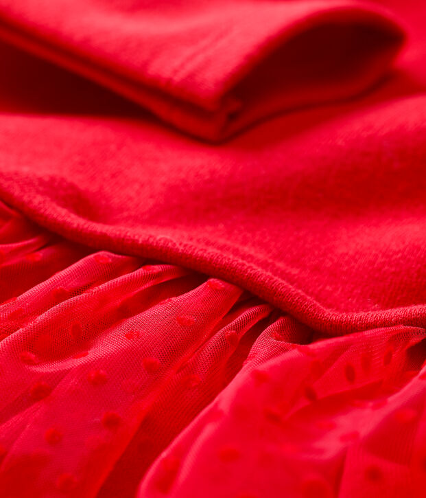 Jurk van molton en tule baby. rood
