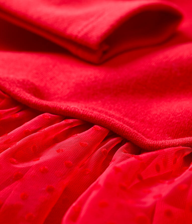 Robe en molleton et tulle b&eacute;b&eacute;. rouge TERKUIT