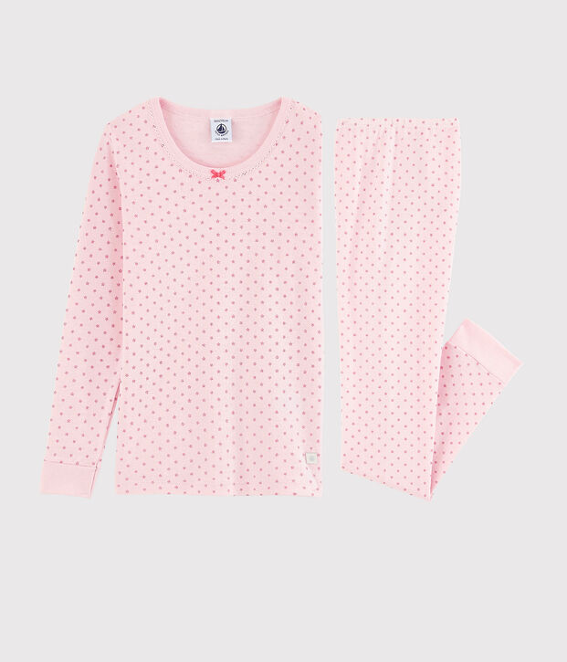 Katoenen snugfi pyjama met sterretjes voor meisjes roze/oranje/grijs