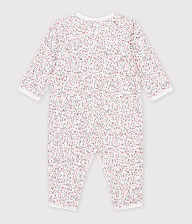 Pyjama b&eacute;b&eacute; en coton sans pieds imprim&eacute; &agrave; fleurs blanc/multicouleur