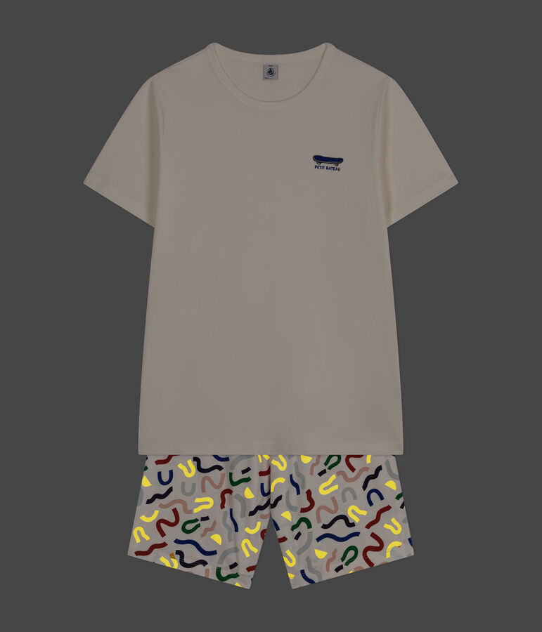 Pyjama short en coton junior blanc/multicouleur