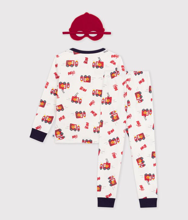 Pyjama d&eacute;guisement pompier enfant en coton blanc/multicouleur