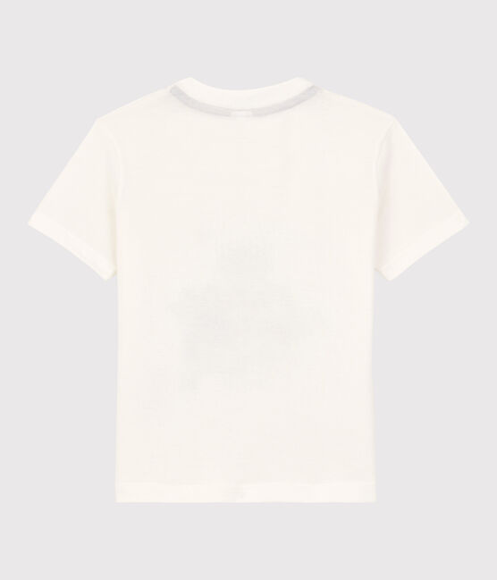 Jersey T-shirt met korte mouwen voor jongens wit MARSHMALLOW