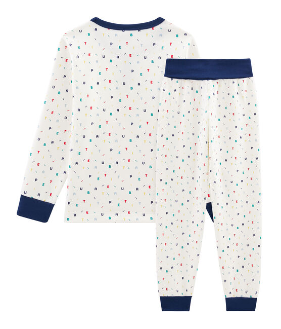 Jongenspyjama met hoge taille van molton wit MARSHMALLOW/wit MULTICO