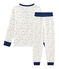 Jongenspyjama met hoge taille van molton wit MARSHMALLOW/wit MULTICO