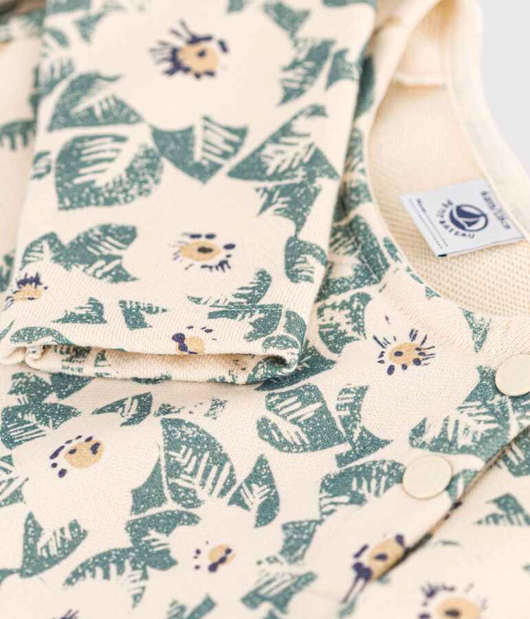 Gebloemde fleece jurk met lange mouwen voor meisjes ecru/multicouleur