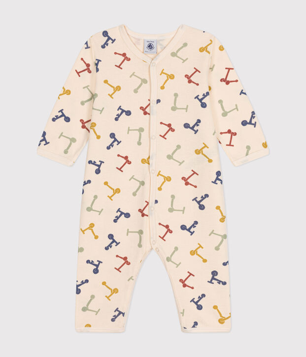 Pyjama sans pieds en coton b&eacute;b&eacute; &eacute;cru/bleu