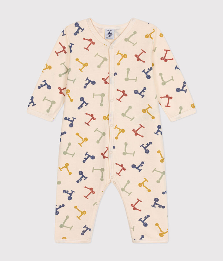Pyjama sans pieds en coton b&eacute;b&eacute; &eacute;cru/bleu